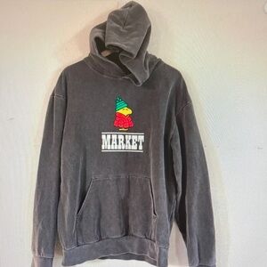 Arket Charcoal Hoodie with Multicolor Embroidered Logo - Men's Pullover